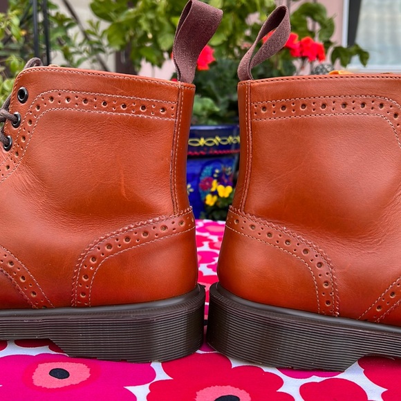 Dr. Martens Affleck Cognac Brogue Wingtip 7 Eye Lace Up Boots - Picture 13 of 17